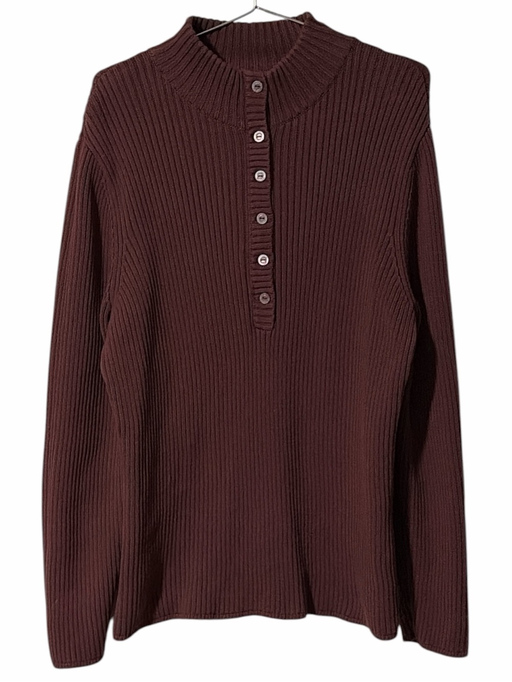 Woolrich Heritage Ribbed Henley Sweater - Button & Zip Mock Neck - Hazelberry - Picture 2 of 7